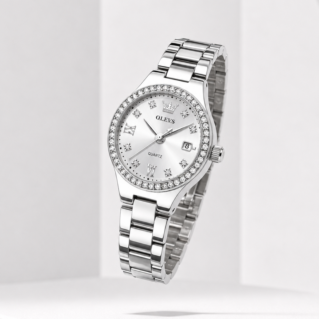 Women's Diamond Dial Watch – OLEVS Stainless Steel Luminous Quartz Wristwatch