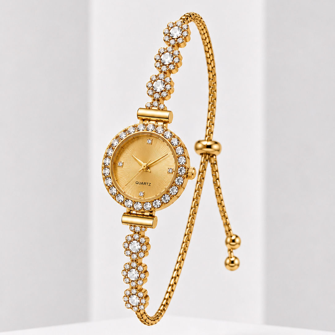 Elegant Floral Diamond Bracelet Watch for Women – Luxury Quartz Jewelry Watch