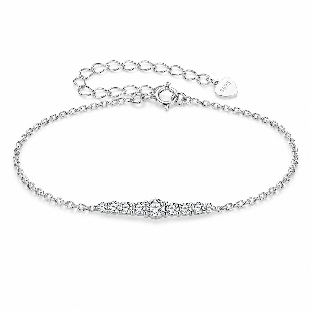 925 Sterling Silver VVS1 D Color Moissanite Strand Bracelet Women Fine Jewellery