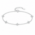 925 Sterling Silver CZ Mini Flower Bracelet Women Dainty Pave Chain Gift Her