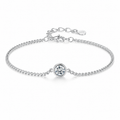 925 Sterling Silver 0.25CT Moissanite Bezel Bracelet Women Elegant Chain Gift