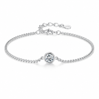925 Sterling Silver 0.25CT Moissanite Bezel Bracelet Women Elegant Chain Gift