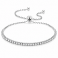 925 Sterling Silver CZ Tennis Bracelet Women Adjustable Slider Gold Silver