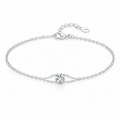 925 Sterling Silver 1CT D Color Moissanite Double Layer Bracelet Women Bridal