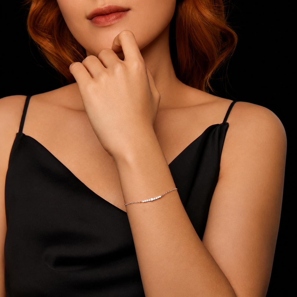 925 Sterling Silver VVS1 D Color Moissanite Strand Bracelet Women Fine Jewellery