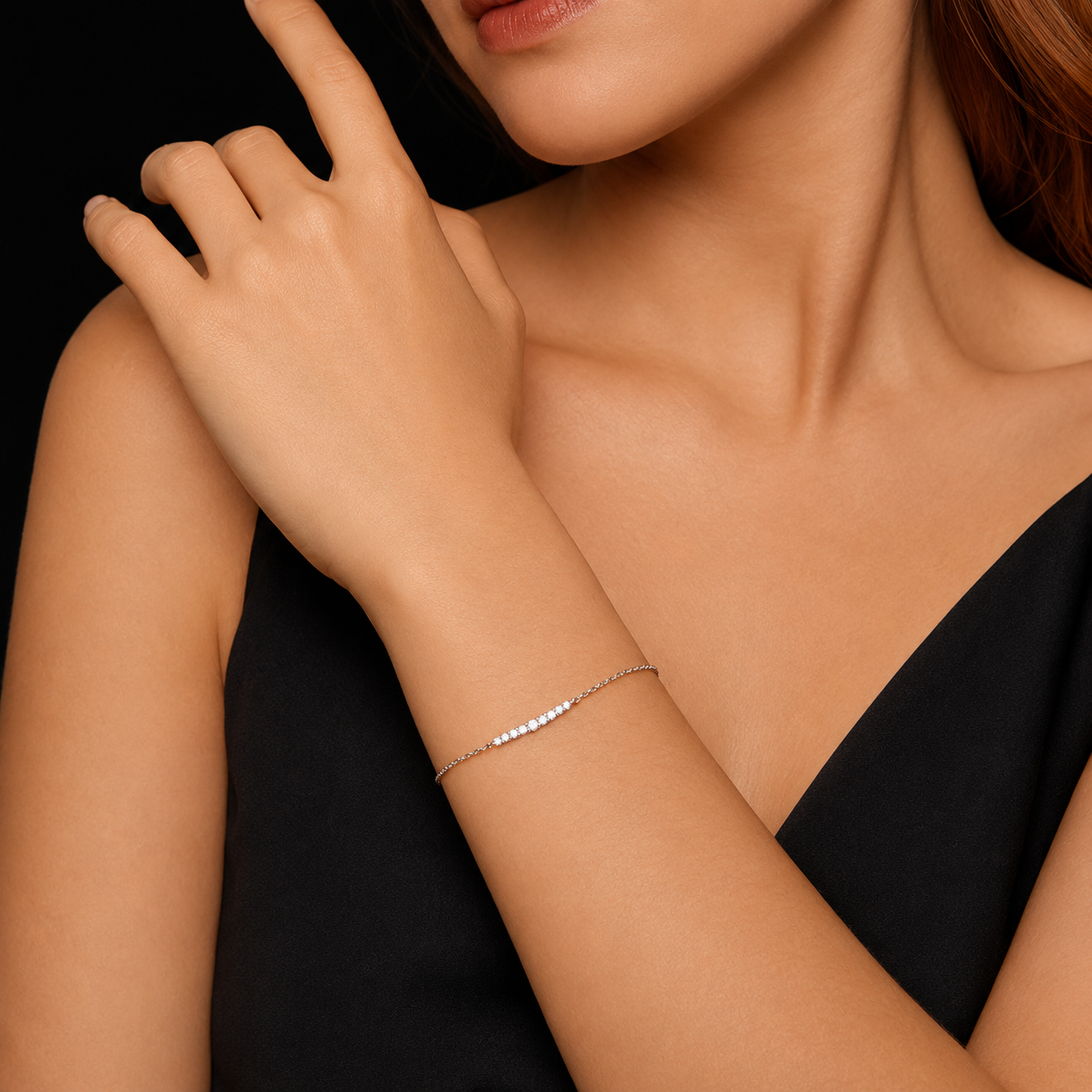 925 Sterling Silver VVS1 D Color Moissanite Strand Bracelet Women Fine Jewellery