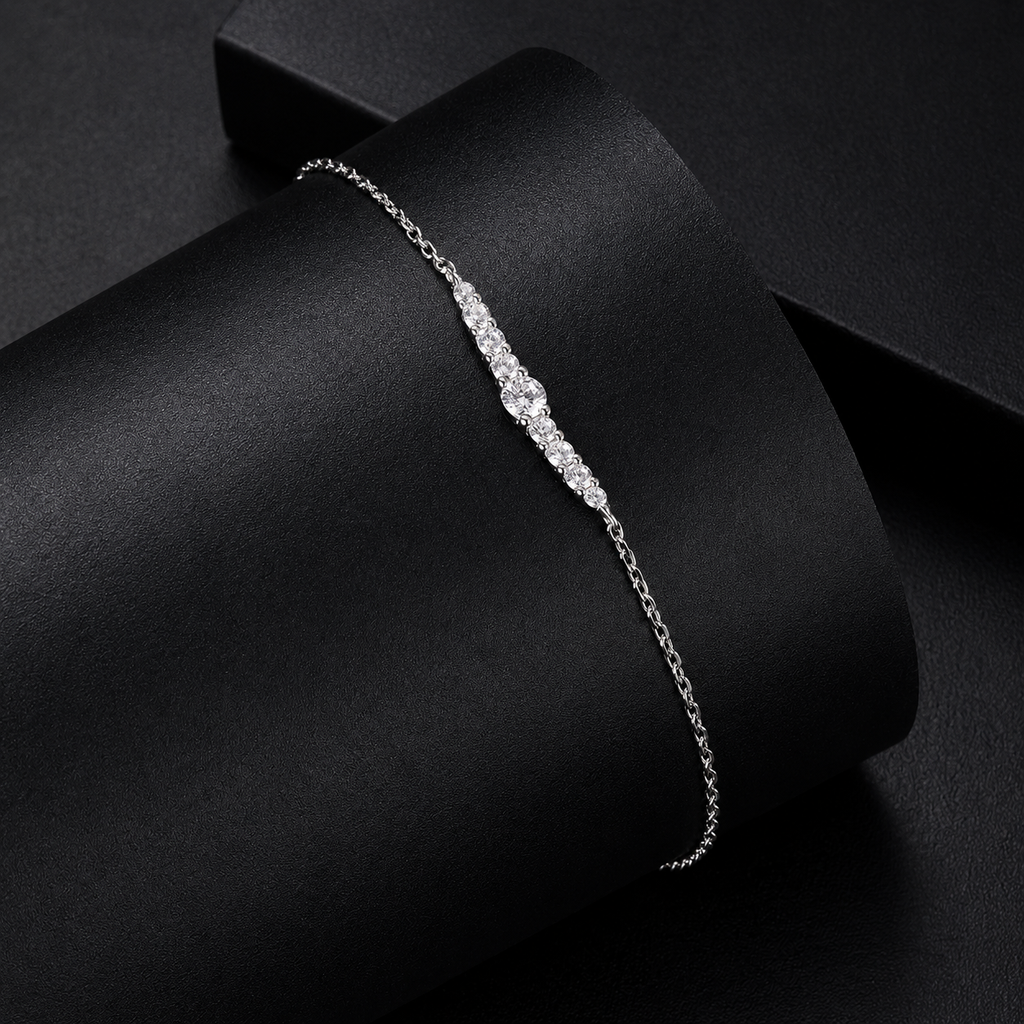 925 Sterling Silver VVS1 D Color Moissanite Strand Bracelet Women Fine Jewellery