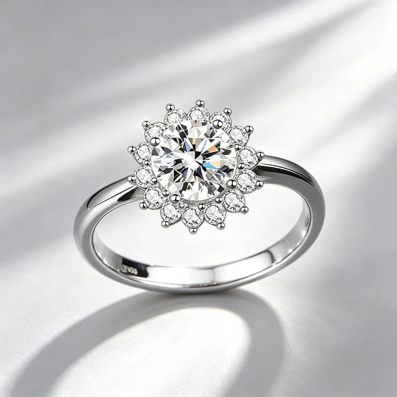 Women's Moissanite Open Ring – Sterling Silver Wedding & Promise Ring