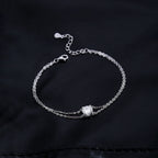925 Sterling Silver 1CT D Color Moissanite Double Layer Bracelet Women Bridal