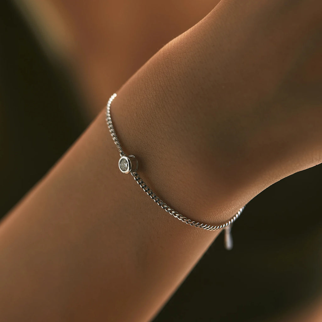 925 Sterling Silver 0.25CT Moissanite Bezel Bracelet Women Elegant Chain Gift