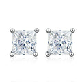 Princess Cut Moissanite Stud Earrings – 925 Sterling Silver D Color VVS1