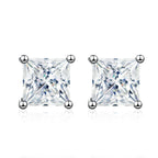 Princess Cut Moissanite Stud Earrings – 925 Sterling Silver D Color VVS1