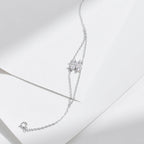 925 Sterling Silver CZ Double Layer Heart Flower Bracelet Women Adjustable