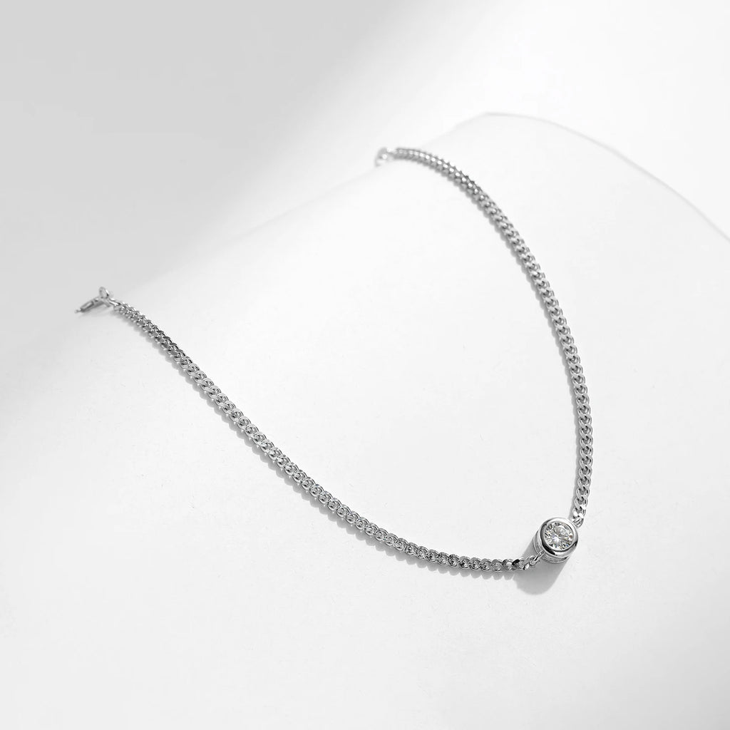 925 Sterling Silver 0.25CT Moissanite Bezel Bracelet Women Elegant Chain Gift
