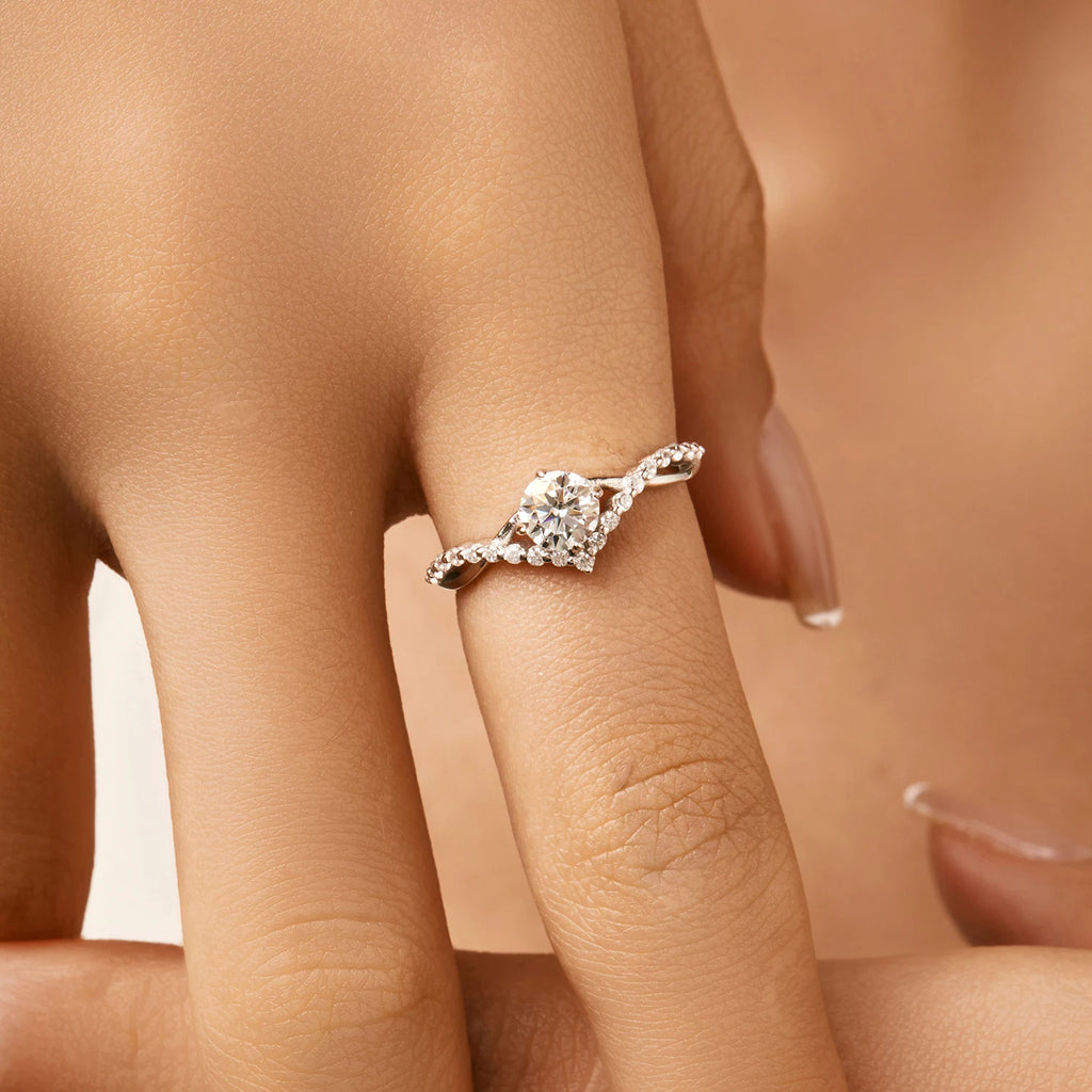Crown Moissanite Engagement Ring – Women's Sterling Silver Solitaire Promise Ring