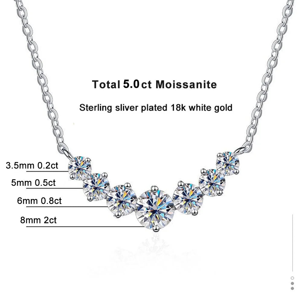 925 Sterling Silver 1.7-5CT Moissanite Pendant Necklace Women Wedding Fine Jewellery