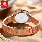 Elegant Rose Gold Women's Watch – Crystal Bezel Roman Dial Waterproof Watch