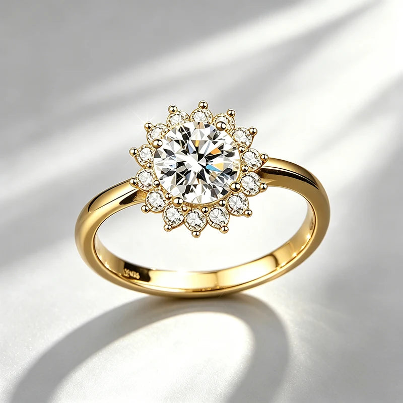 Women's Moissanite Open Ring – Sterling Silver Wedding & Promise Ring