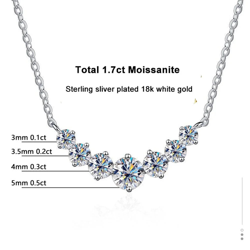 925 Sterling Silver 1.7-5CT Moissanite Pendant Necklace Women Wedding Fine Jewellery