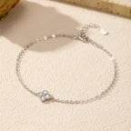 925 Sterling Silver CZ Four Leaf Clover Bracelet Women Dainty Stackable Gift