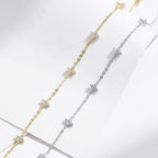 925 Sterling Silver CZ Mini Flower Bracelet Women Dainty Pave Chain Gift Her