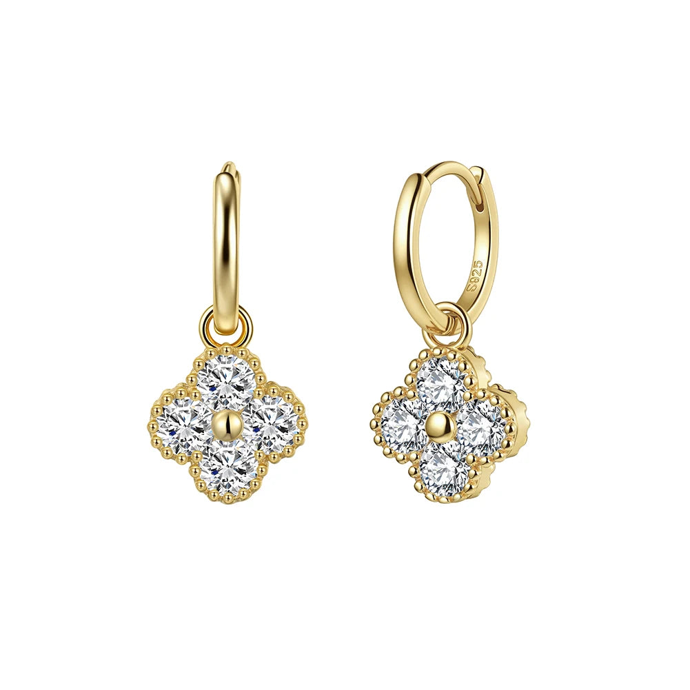 Women's Clover Moissanite Earrings – Fine Jewelry Anniversary Gift