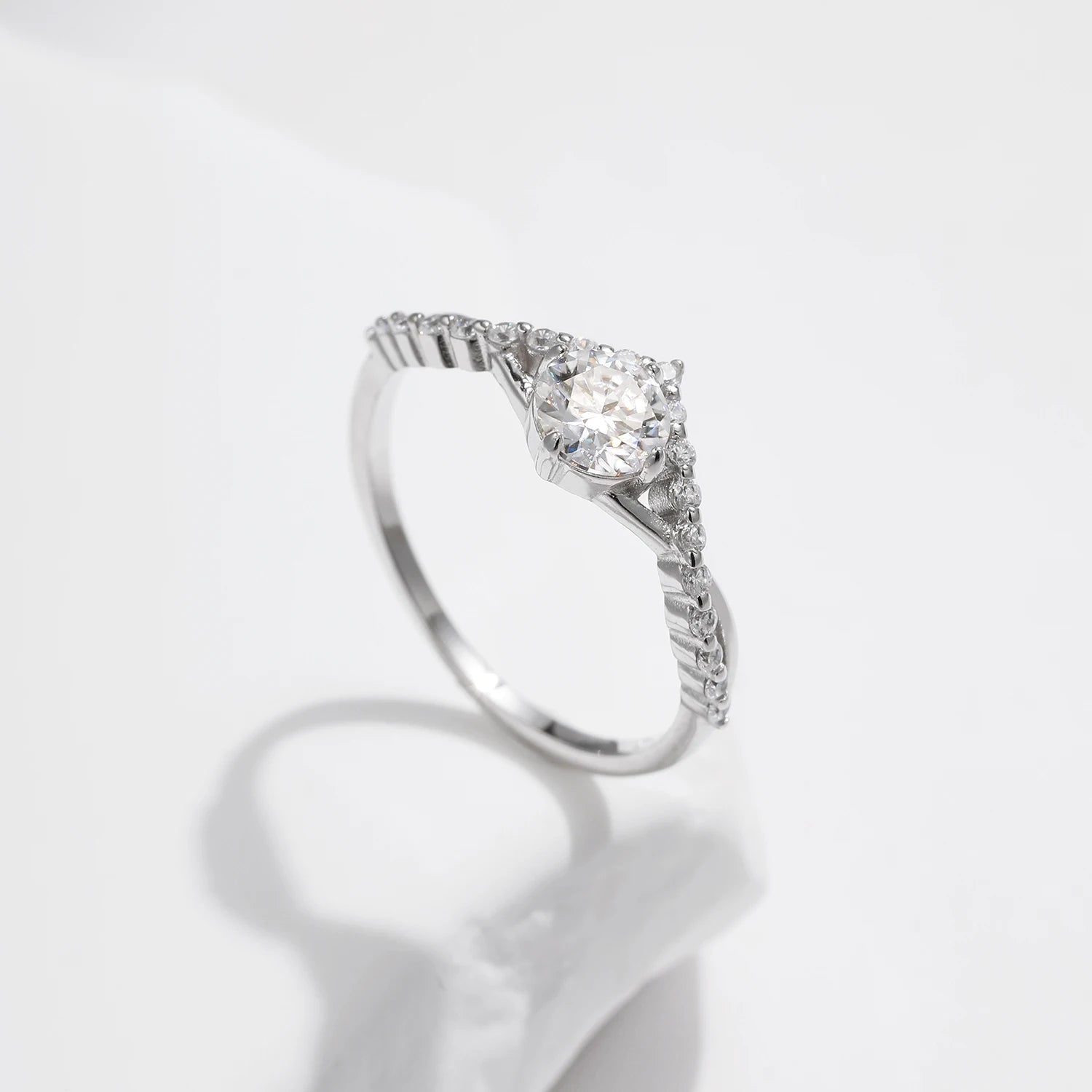 Crown Moissanite Engagement Ring – Women's Sterling Silver Solitaire Promise Ring