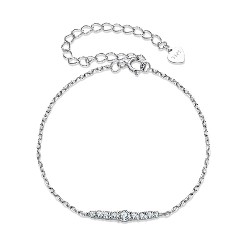 925 Sterling Silver VVS1 D Color Moissanite Strand Bracelet Women Fine Jewellery