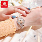 Elegant Rose Gold Women's Watch – Crystal Bezel Roman Dial Waterproof Watch