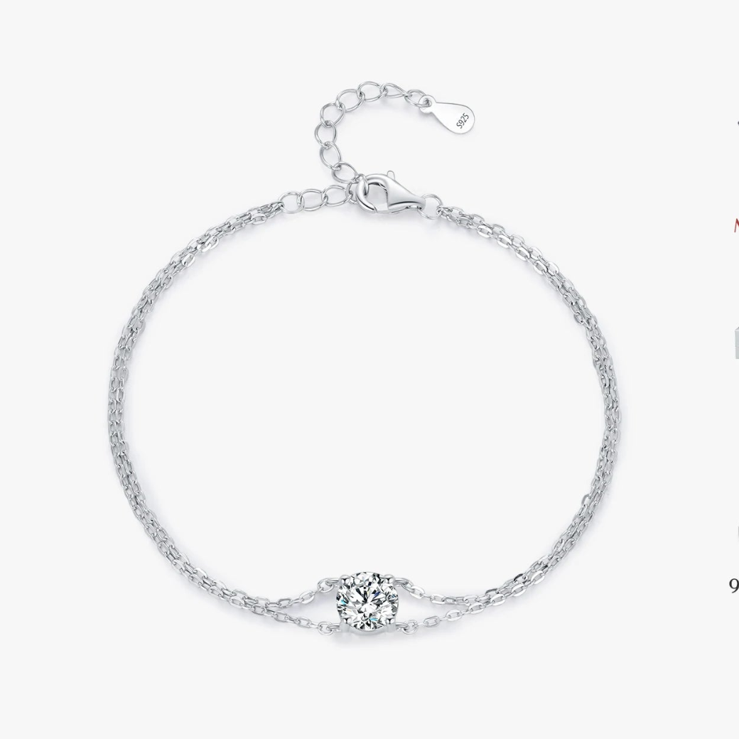 925 Sterling Silver 1CT D Color Moissanite Double Layer Bracelet Women Bridal
