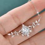 Certified Moissanite Floral Necklace – 14K Gold Filled Luxury Pendant for Women