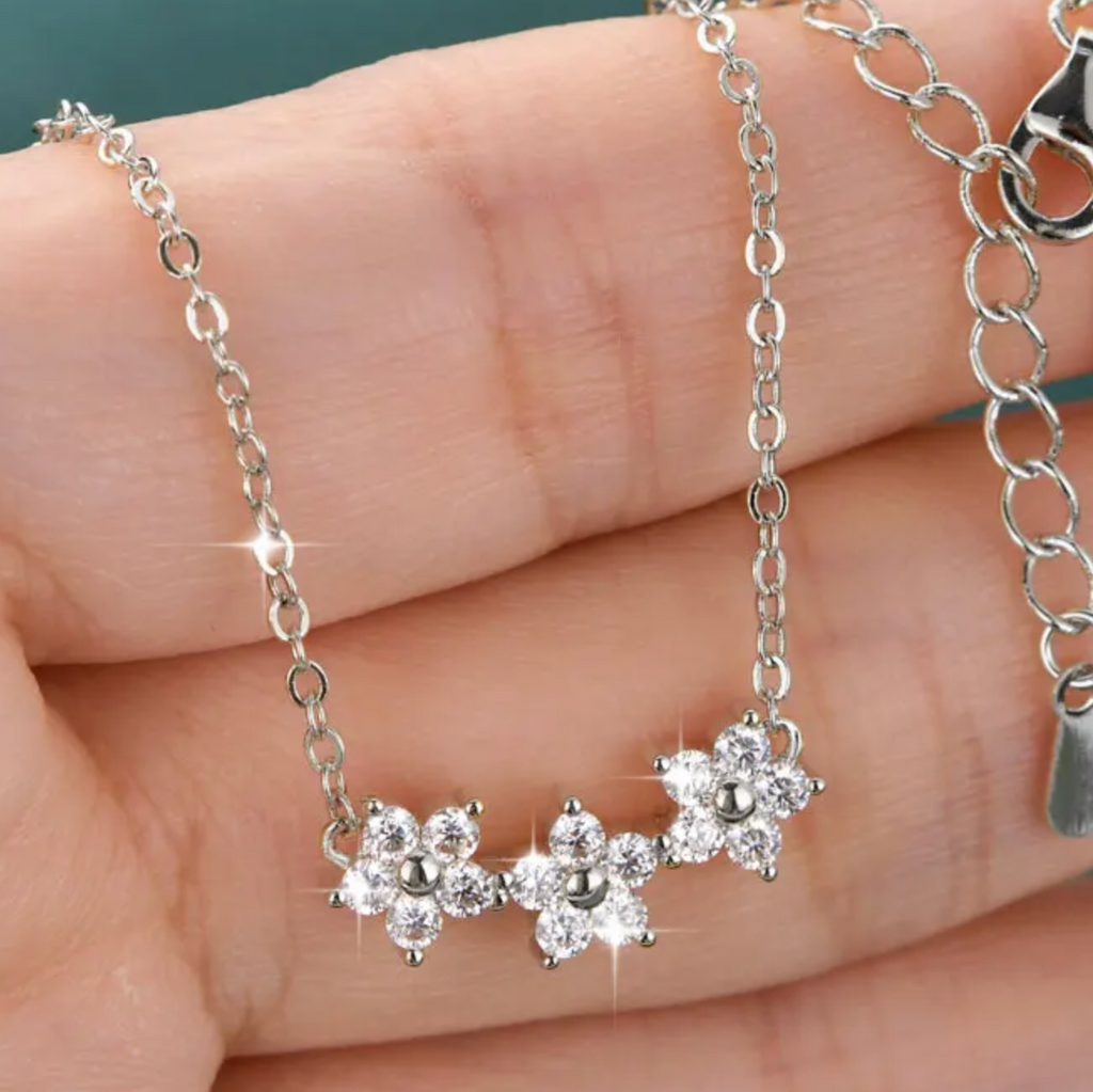 Certified Flower Moissanite Pendant Necklace – Elegant Gift for Her