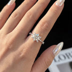 Women's Moissanite Halo Ring – Certified 1CT Sterling Silver Fine Jewelry
