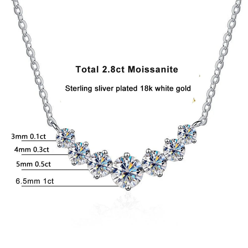 925 Sterling Silver 1.7-5CT Moissanite Pendant Necklace Women Wedding Fine Jewellery