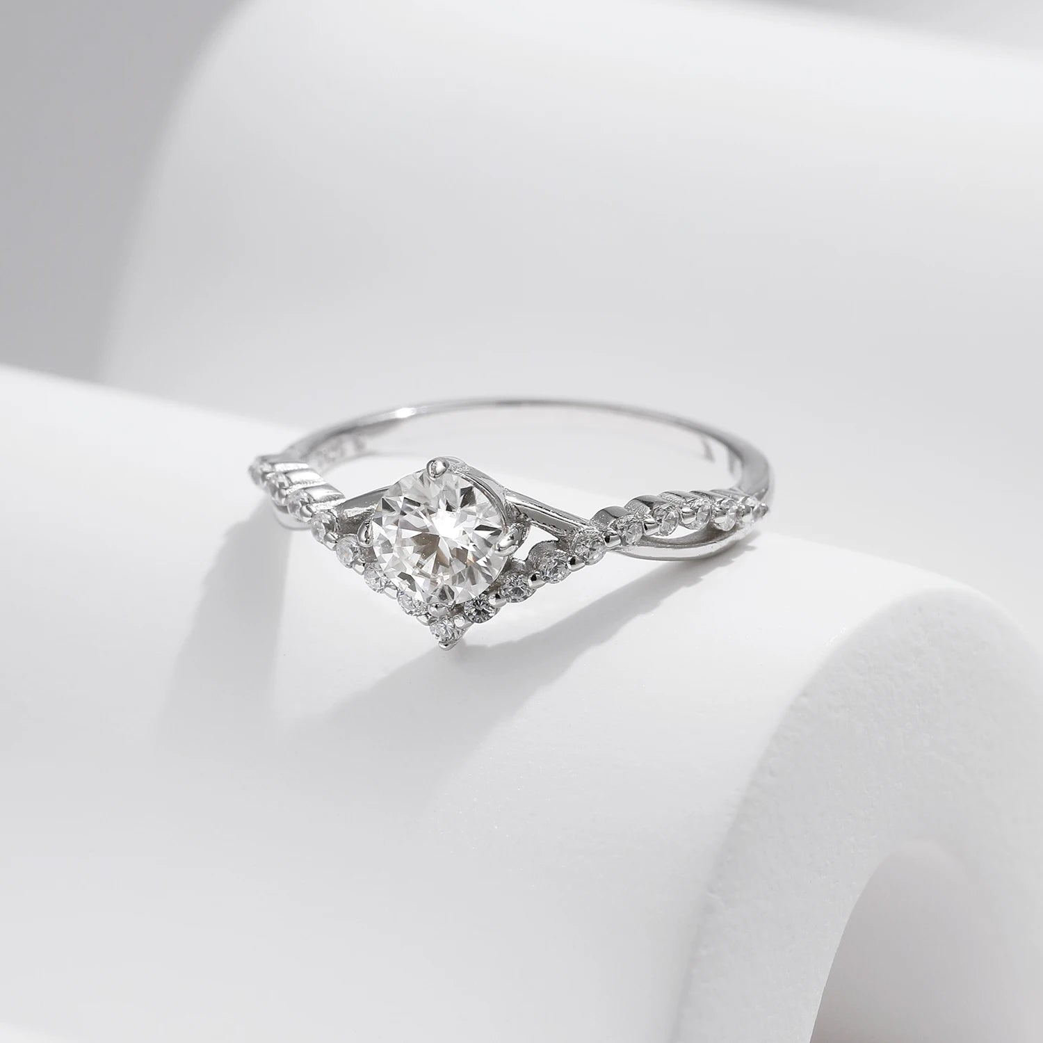 Crown Moissanite Engagement Ring – Women's Sterling Silver Solitaire Promise Ring