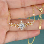 Certified Moissanite Floral Necklace – 14K Gold Filled Luxury Pendant for Women